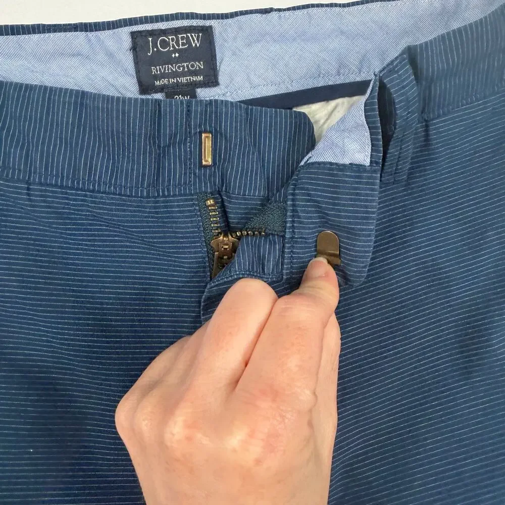 J.Crew Men’s 31 Rivington Chino Shorts 100% Cotton Striped Blue Preppy Classic
